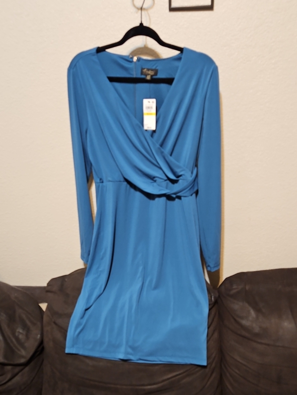 Thalia Sodi Teal Wrap-Style Long Sleeve Dress